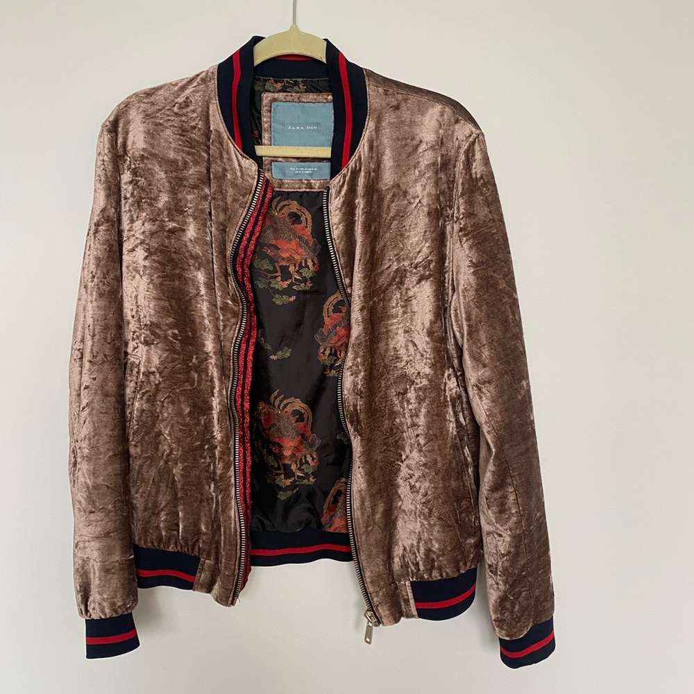 Zara Velvet Bomber Jacket